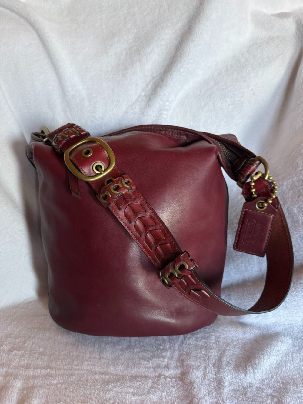 Coach Bleeker Tattersall Bucket Bordeaux 11423